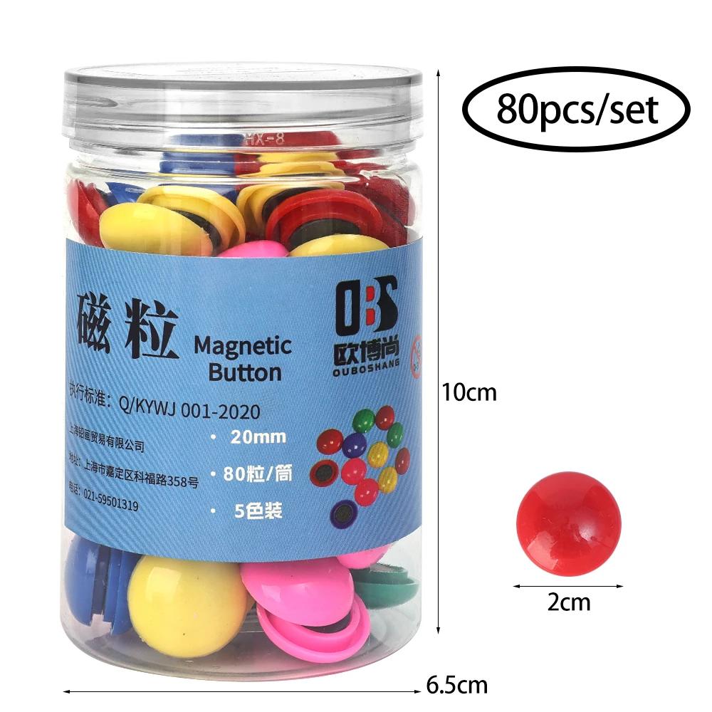 80/6pcs Color Round Fridge Magnets Strong Magnetic Blackboard Whiteboard Magnet Stickers for Home Office School DIY Decor Studs