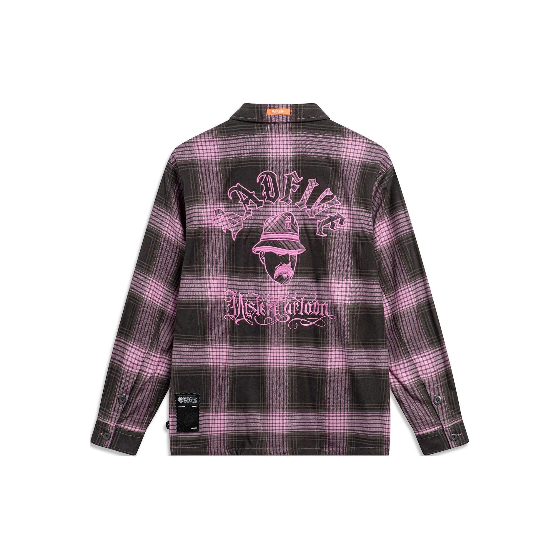 Li-Ning x Mister Cartoon BadFive Graphic Plaid Shirt Grey Pink Men s AFDT855-2 L