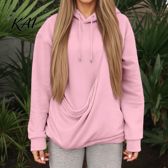 Fall Winter Hoodie Women Pet Pouch Hoodie, Oversized Hooded Sweatshirt with Kangaroo Pouch, Dog Cat Carrying Pullover Top for