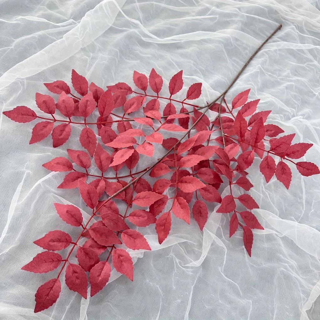 1Pc Simulation Autumn 5-pronged Banyan Tree Leaves, Suitable for Outdoor Courtyard Garden Home Dining Table Living Room Decoration