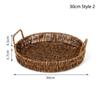 1Pcs Round Shape Storage Tray Breakfast Bread Food Plastic Rattan Threads Basket