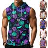 Men's Print Sleeveless Hoodie with Pockets and Drawstring - Casual Tank Top Vest for Outdoor Sports
