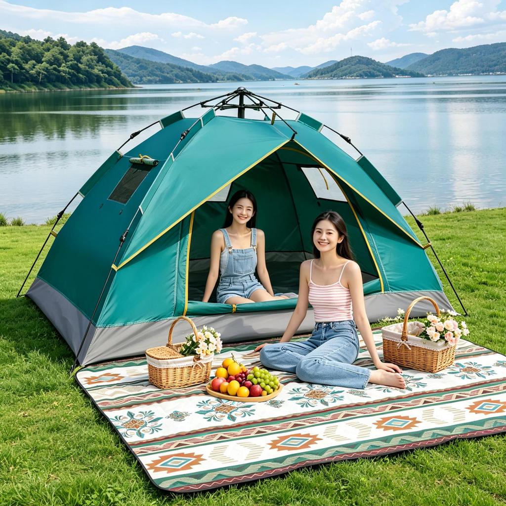 Breathable Outdoor Camping Tent with One Door and Three Windows, Portable and Easy to Store for Leisure and Picnics.