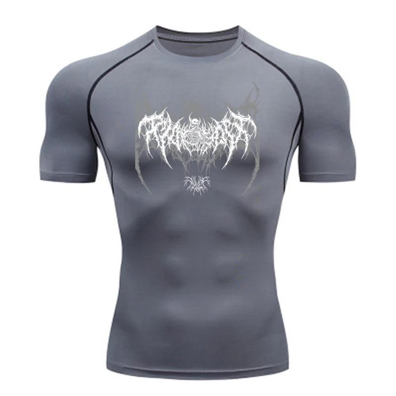 Compression Shirt for Men Fitness Gym Sport Running T-Shirt Rashgard High Elasticity Tops Tee Quick Dry Short Sleeve Elastic Tight