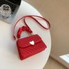 Women's Diamond Shape Shoulder Bags  Ladies Crossbody Bag  Girls Totes Bags  Student Coin Pack  Pleated Metal Heart Shape Trim