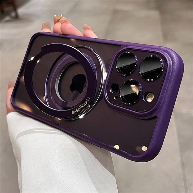 For iPhone 16 Pro Max Luxury Rotating Stand Magsafe Magnetic Holder Phone Case For iPhone 13 14 15 16 Plus Lens Protective Cover