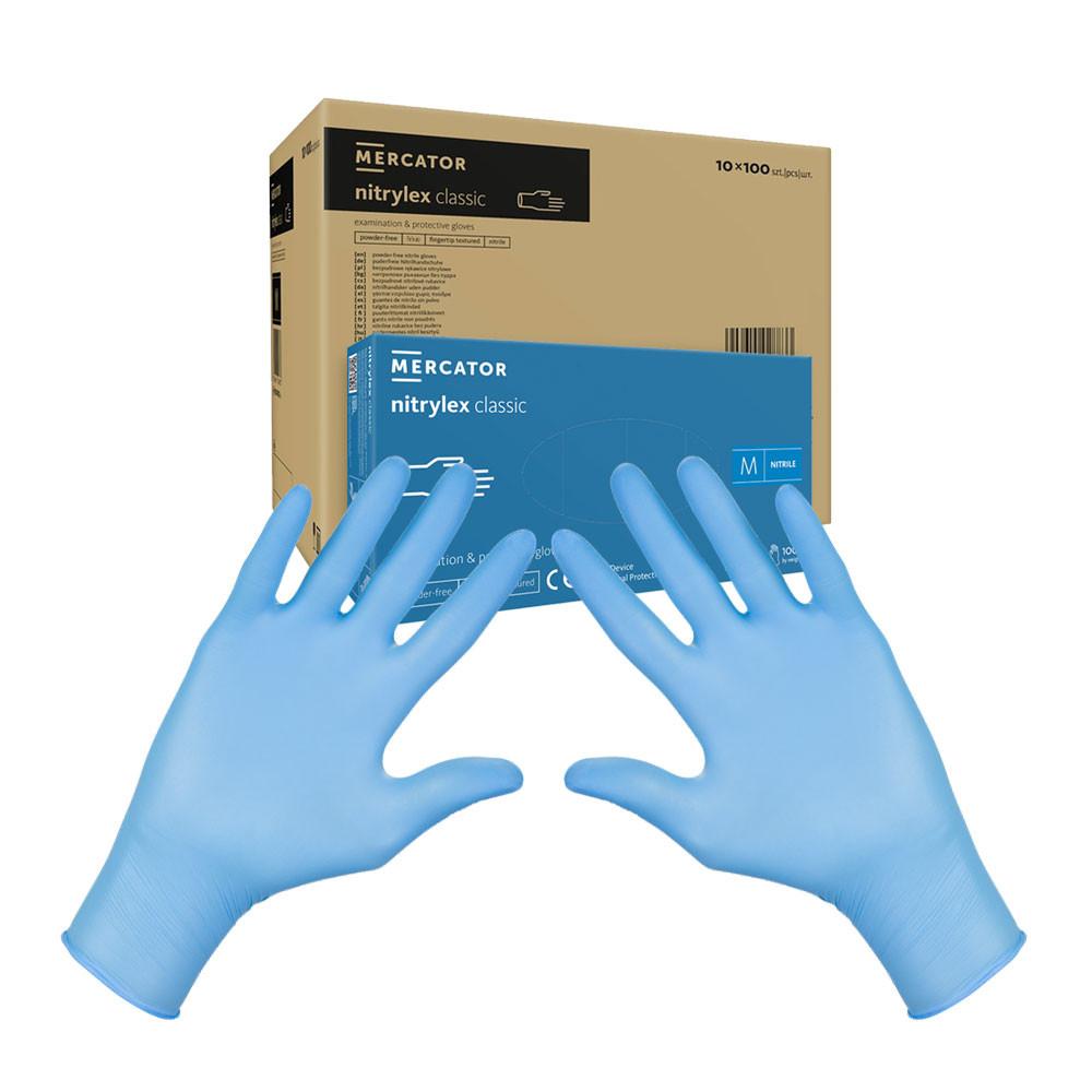 Nitrile Gloves Blue Mercator Nitrylex Classic 100 Pieces Carton 10 Pack