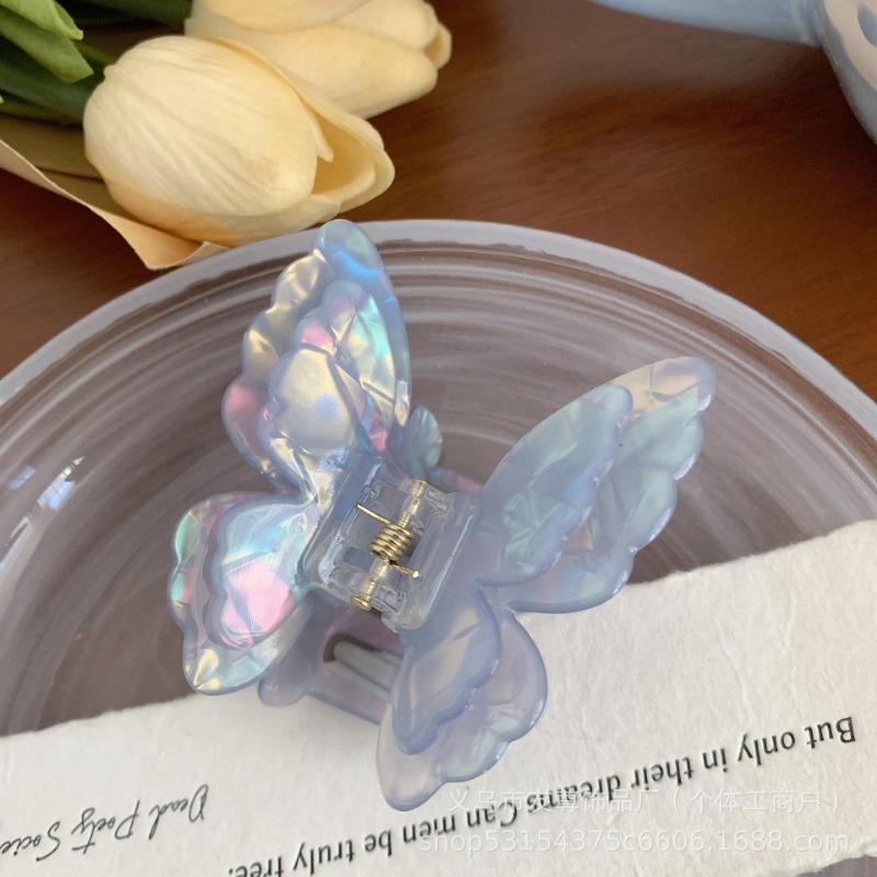Iridesy Double-layer Butterfly Acetate Hairpin Women's Semi-tied Hair AccessoryShark Clip