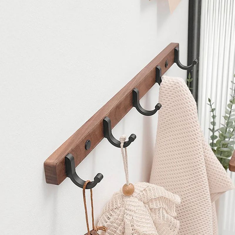 Houten Badkamerhaak Wandmontage Zwart/Wit Toilet Handdoekhaak Kledinghanger Boom Deurhaak Toilet Badkamer Hardware