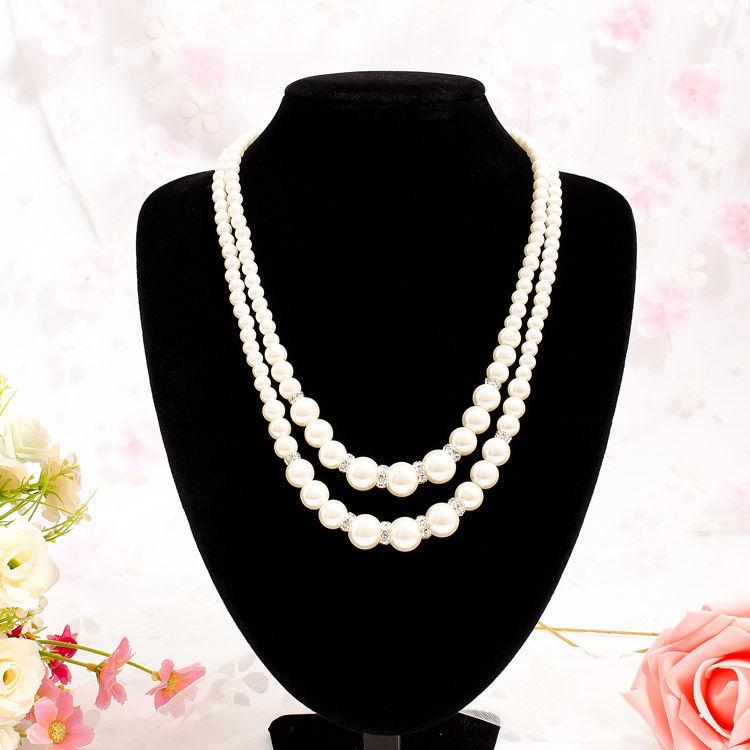 Cheongsam Glass Pearl Necklace Multi-layer Retro Court Collarbone Chain Double-layer Sweater Chain Three-layer Glass Neck Chain