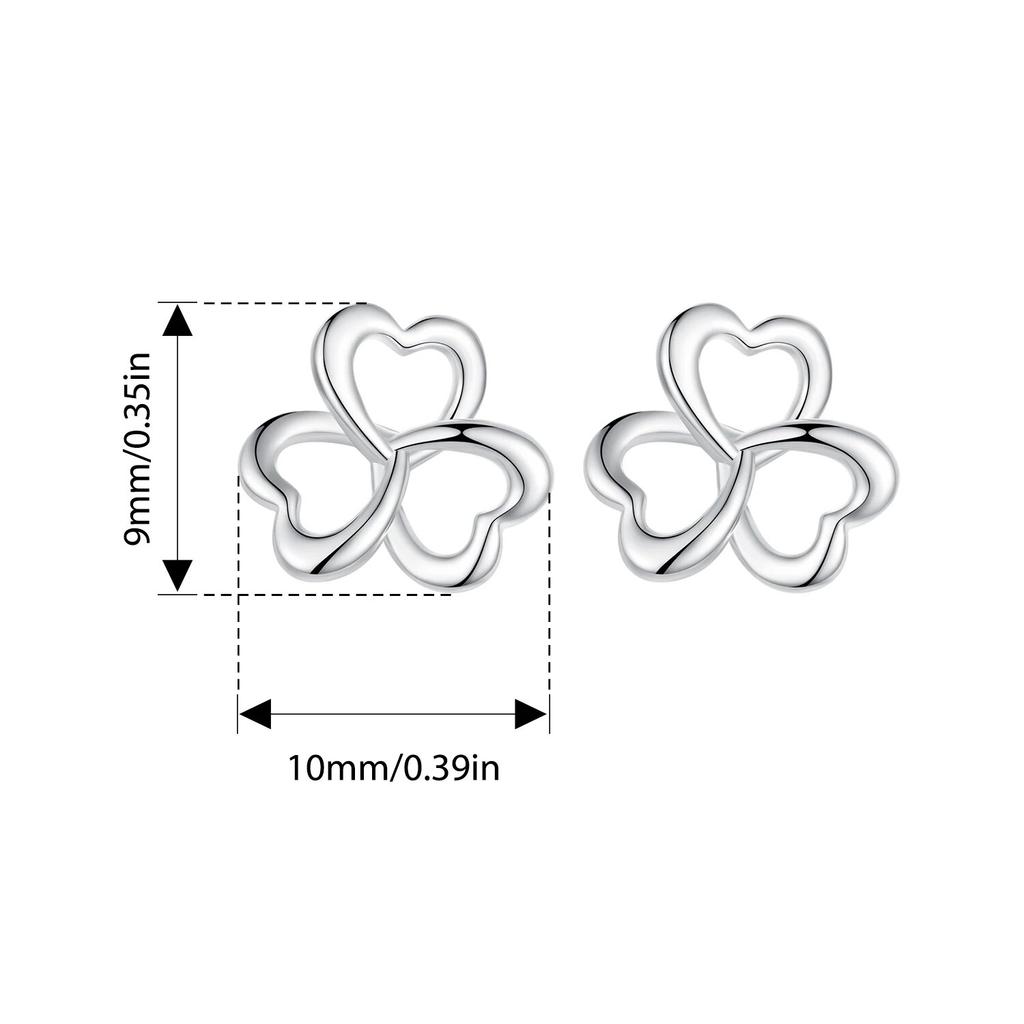 WOSTU Original 925 Sterling Silver Clover Stud Earrings Ear Studs Plated White Gold Fine Jewelry For Women Wedding Party Gift