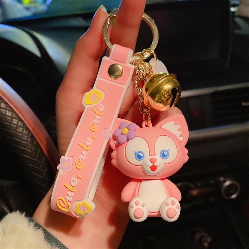 

Мультяшный Милый Брелок для Ключей Машины Lingna Belle Клеевая Подвеска Розовая Лиса Пара Брелок-Подвеска для Рюкзака