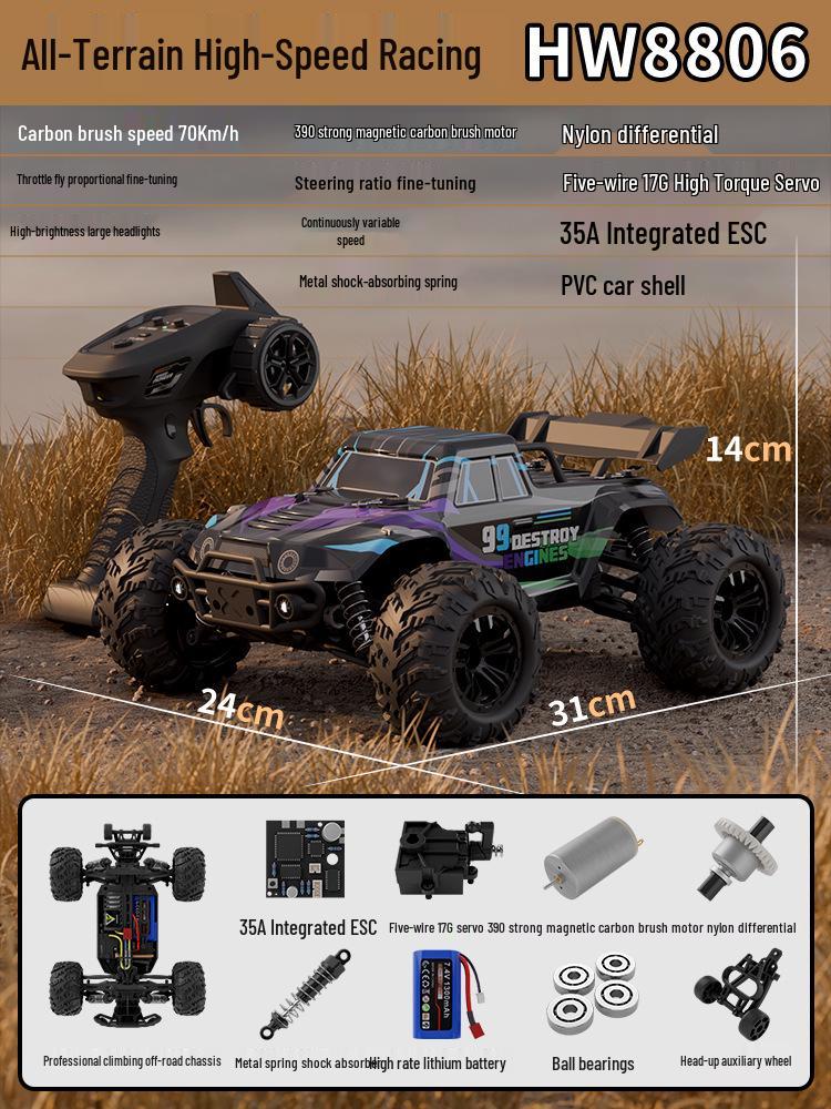 Cross-Border Professional High-Speed RC Off-Road Drifting Car - Four-Wheel Drive Electric Climbing Big Foot Toy for Adults.