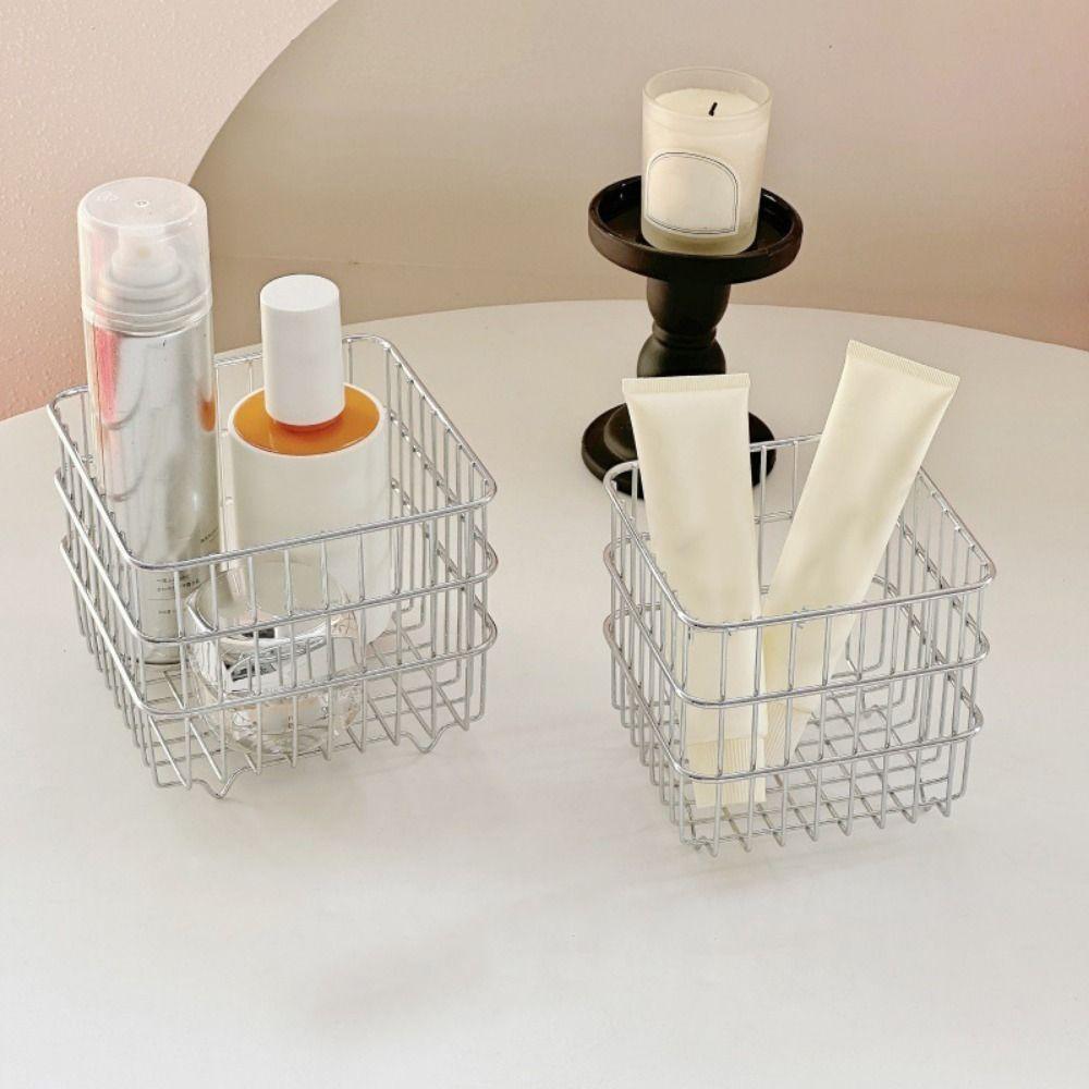 Modern Kitchen Organizer Shelf Waterproof Rust Proof Bathroom Storage Rack Durable Large Capacity Square Wire Basket