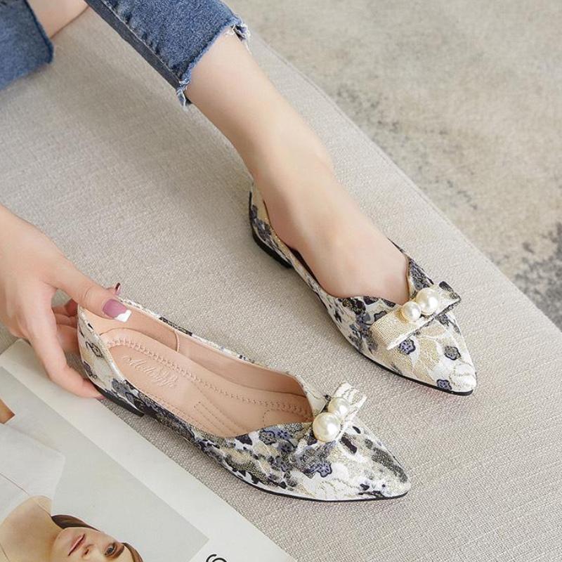 Retro Pearl Pointed Toe Women's Flat Shoes Comfortable and Elegant Korean Style High Quality Fashion Y2k Summer Ladies Footwear