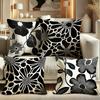 4 Stück Blumen-Kissenbezüge - Modernes Botanisches Dekor Mit Reißverschluss, Weiche Polyester-Kissenbezüge In Schwarz & Grau Für Wohnzimmer
