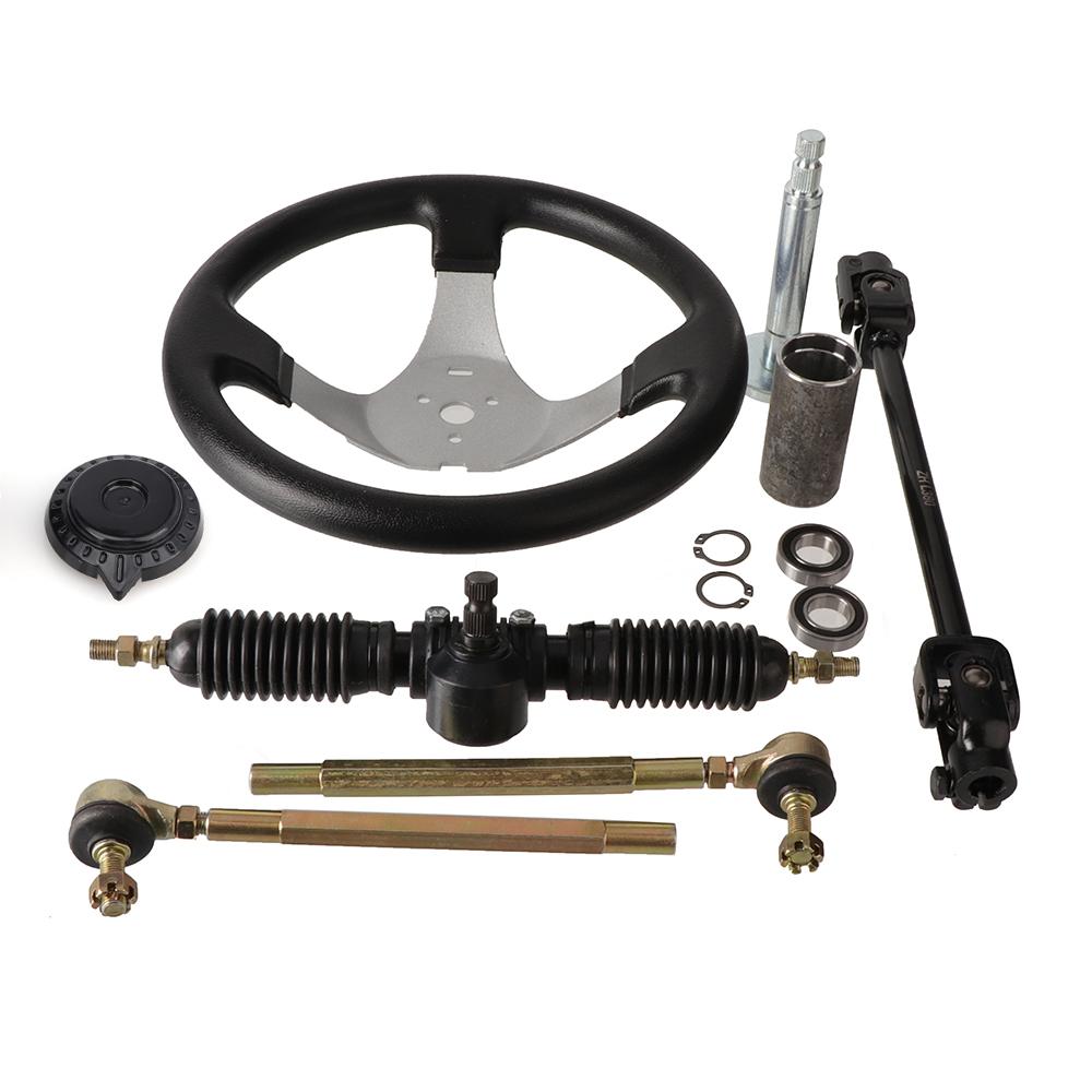 Complete Go Kart 300mm Steering Wheel 320mm/420mm Gear Rack Pinion Tie Rod Shaft For 110cc Karting DIY Quad Drift Trike 320MM Set