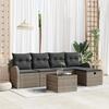 6-piece Garden Sofa Set with Cushions Grey Poly Rattan, 2-seater Garden Sofa with Storage & 3360400