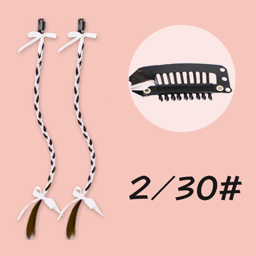 Bybrana Ribbon Atmosphere Braided Hair Extension Black Brown Synthetic Fiber Wig Pair