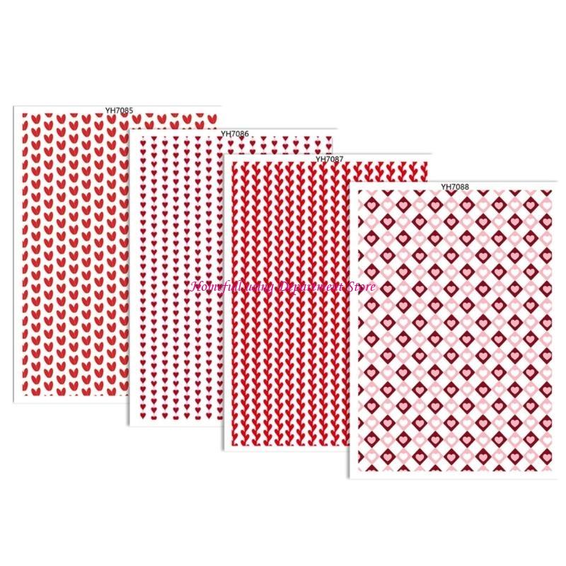 4Pieces Valentine Love Heart Transfer Paper 95x138mm Clay Earrings Water Soluble Transfer Paper for Jewelry Making