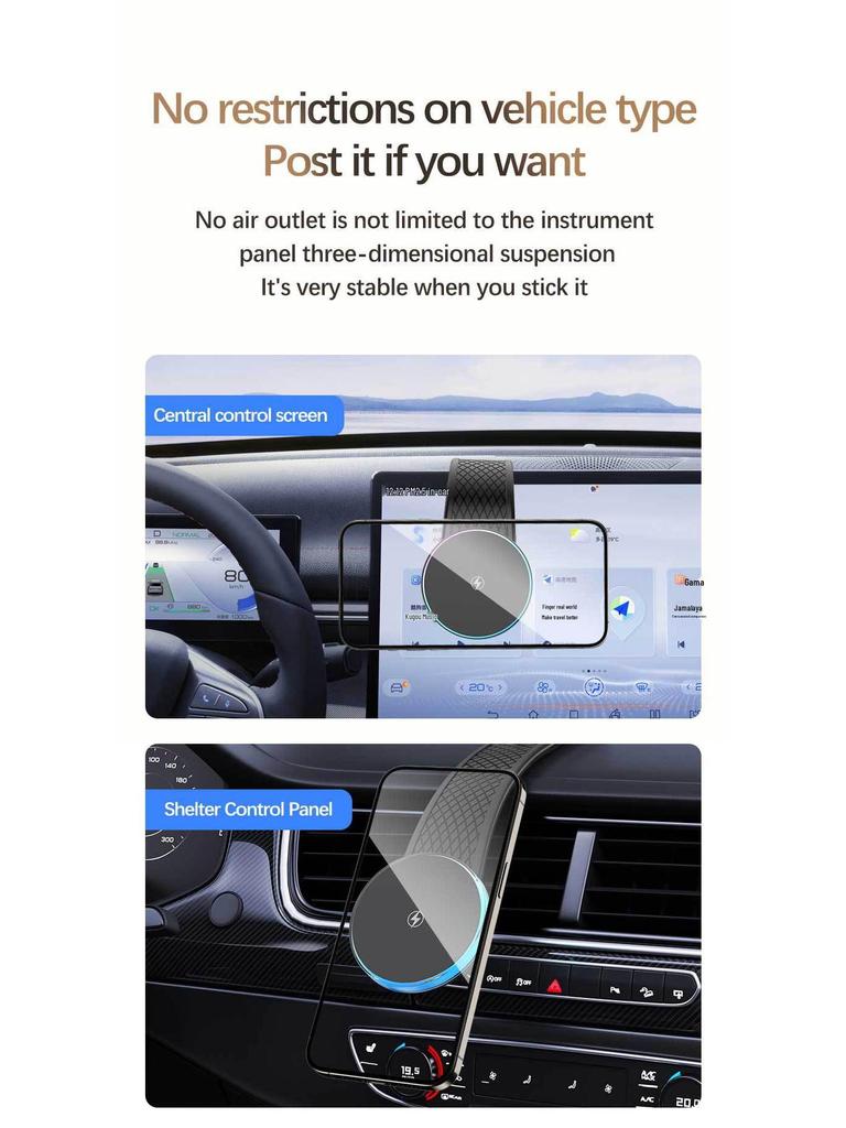 Qi2 MagSafe Trådlös Billaddare & Vikbar Telefonhållare