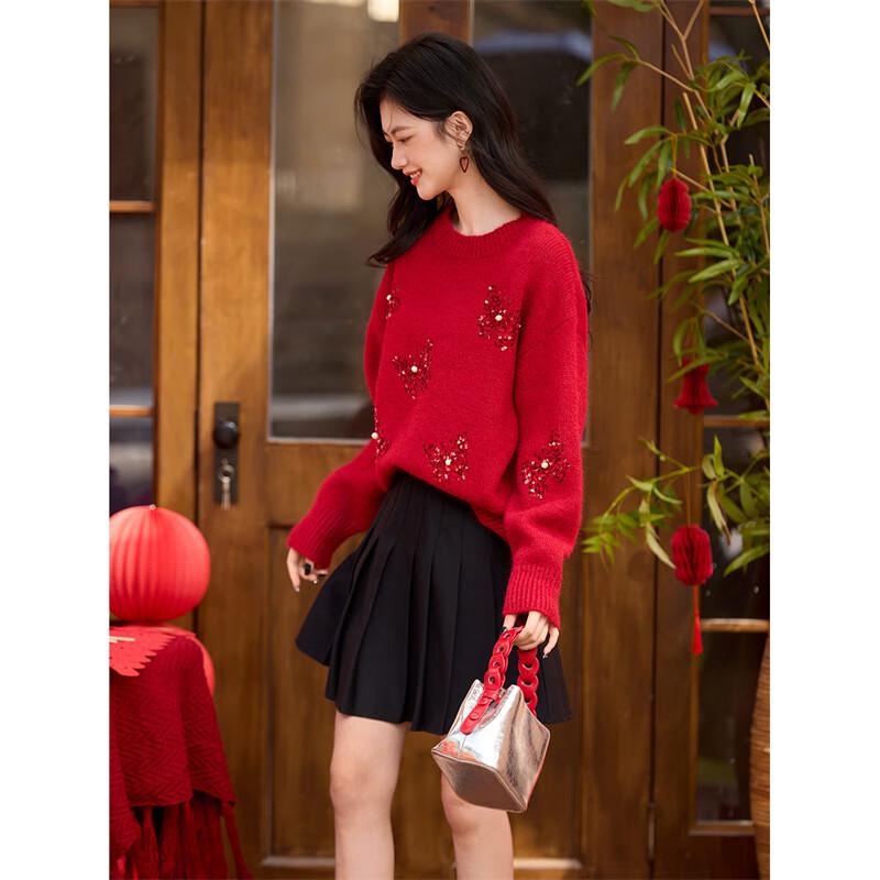 Women's Beaded Butterfly Wool Blend Knit Sweater