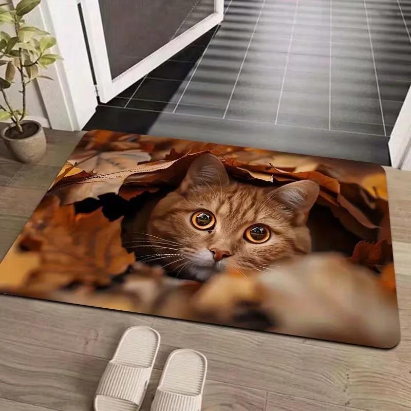 Cute Whimsical Tree‑Hole Squirrel Doormat Realistic Wildlife Animal Print Decorative Lovely Nature‑Style Indoor Entry Floor Mat