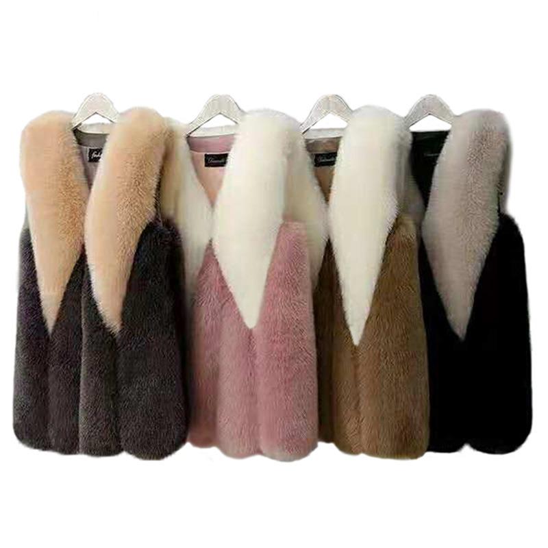 Fur Autumn and Winter New Imitation Fox Fur Vest Women's Medium and Long Casual Warm Jacket