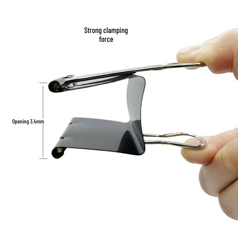 קליפסים תפסנים שחורים וצבעוניים בצורת זנב סנונית, בגדלים שונים, לנייר וחשבוניות