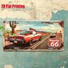 D Flat Pc Vintage Route Metal Wall Art Retro American Road Sign Decorx AluminumClassic Car Desert Landscape