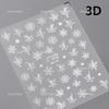1 Piece 5D Embossed White Snowflake Nail Stickers Winter Christmas Snowflake Nail Art Stickers Self-adhesive Decorative Slider