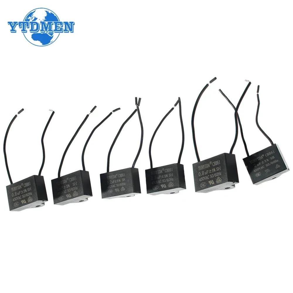 3pcs CBB61 450V Fan Capacitor 0.8/1/1.2/1.5/1.8/2/2.5/3/3.5/4/4.5/5/6/7/8/10 UF Ceiling Fan Motor Run Rectangle Capacitors Kit