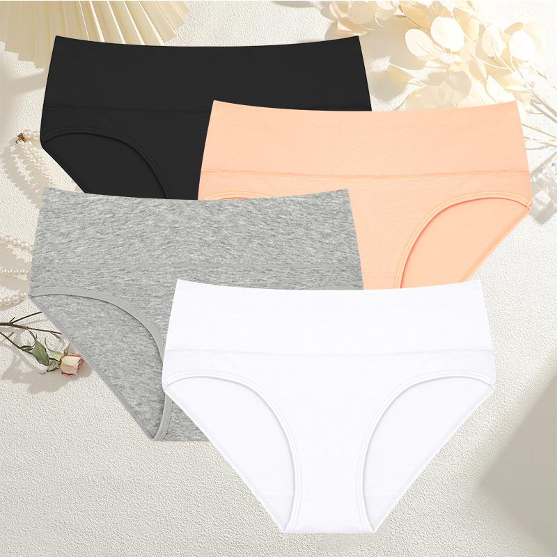 4Pcs/Set Comfortable Panties Solid Color Basic Briefs for Women Cotton Underwear S-XXL Panty Plus Size Women's Lingerie