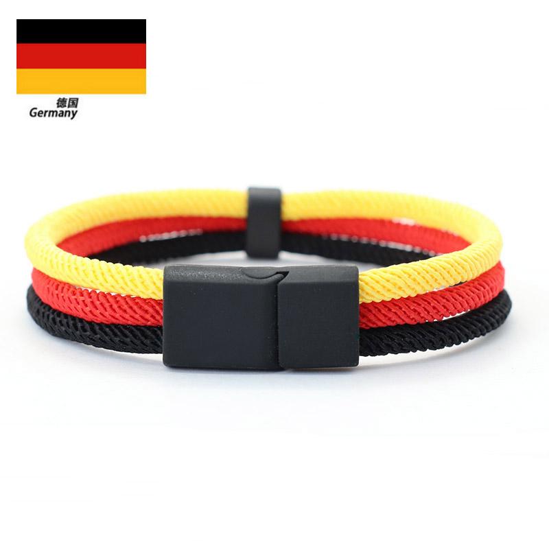 Noter Neues Roman Flaggenfarbe Armband für Männer 4 mm Nylonseil Kette Armband Öffnungsbare Magnetverschluss Spanisch Ukrainisch Symbol Armband