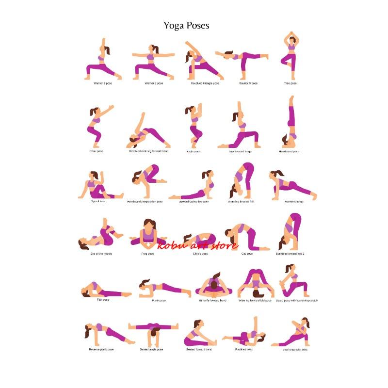 Morning Yoga Routine Canvas Painting Exercise Yoga Poses Posters and Prints Modern Wall Art Picture for Gym Yoga Studio Decor