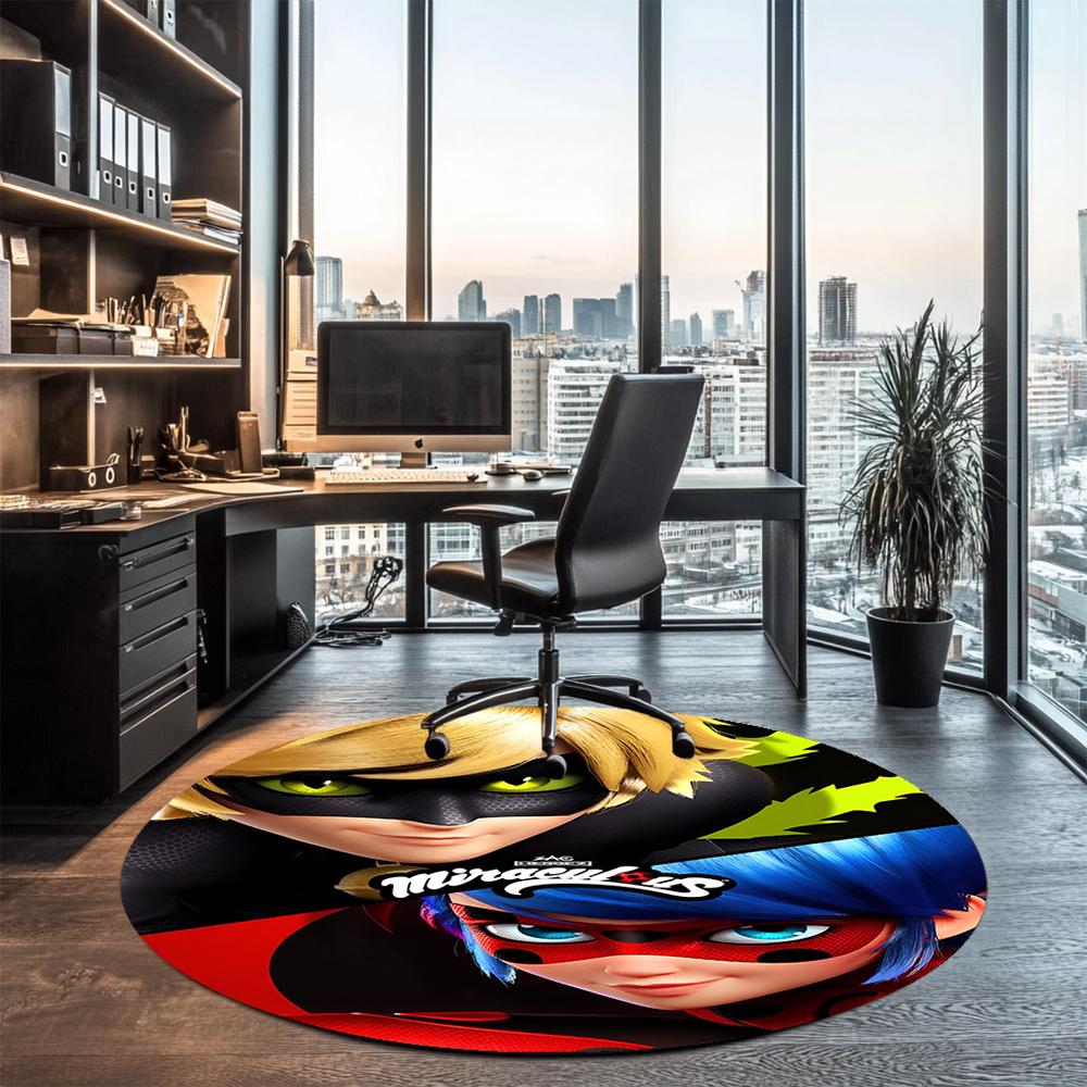 Ladybug Printed Round Rug Carpet Chair Rug Area Rug Entryway Doormats,for Office Chair Living Room Bedroom Kitchen Room.