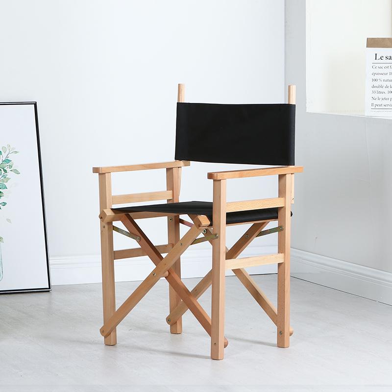 Skládací režisérské křeslo z masivního dřeva s plátěnou opěrkou - Barová stolička, Venkovní, Na líčení nebo Rybářské křeslo