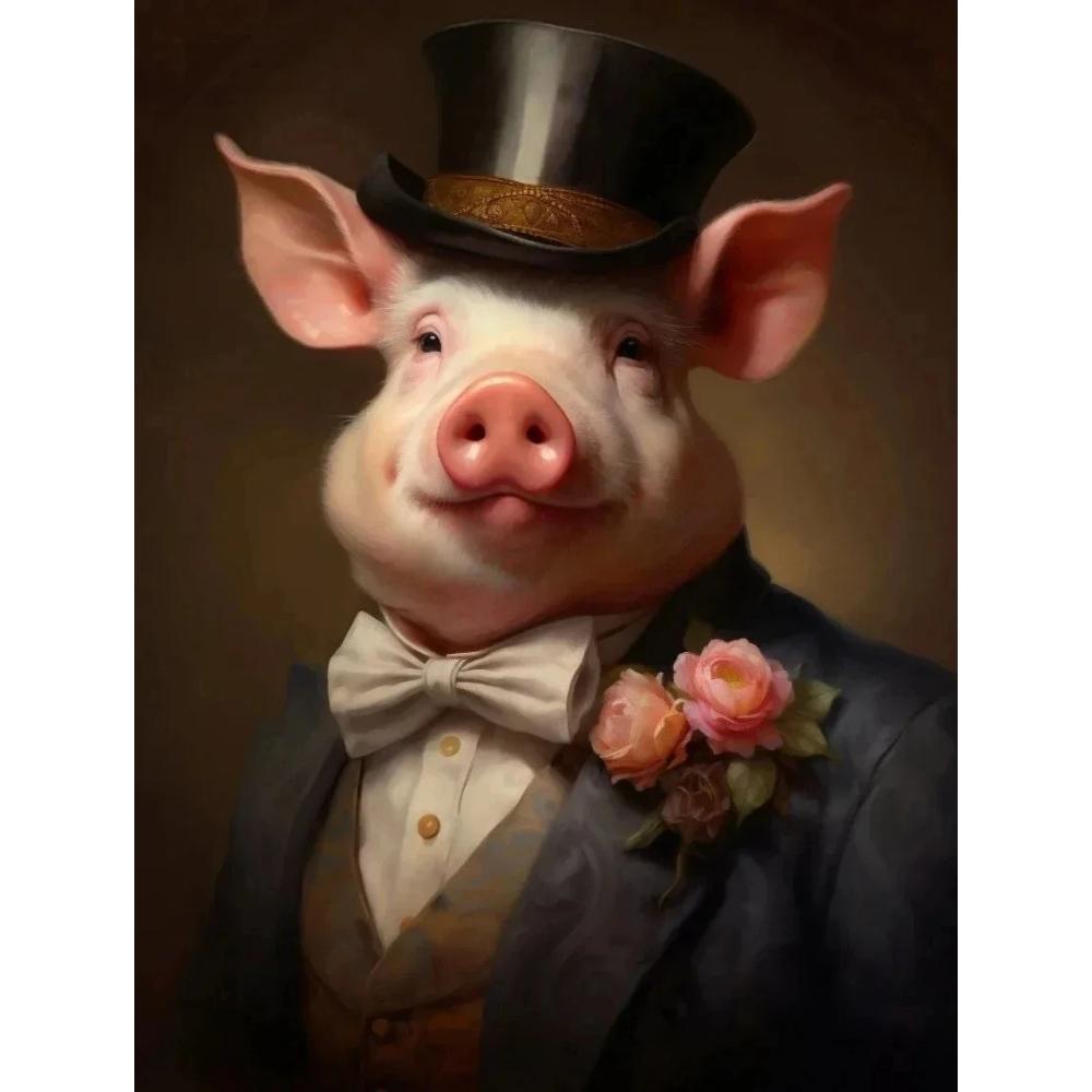 Vintage Palace Aristocrat Gorgeous Costume Animal Tiger Lion Rabbit Art Poster Canvas Paintings Wall Art HD Pictures Home Decor