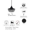 Crystal Pendant Light - Modern Black Hanging Ceiling Lamp with Sparkling Crystals, Decorative Lighting for Dining Room