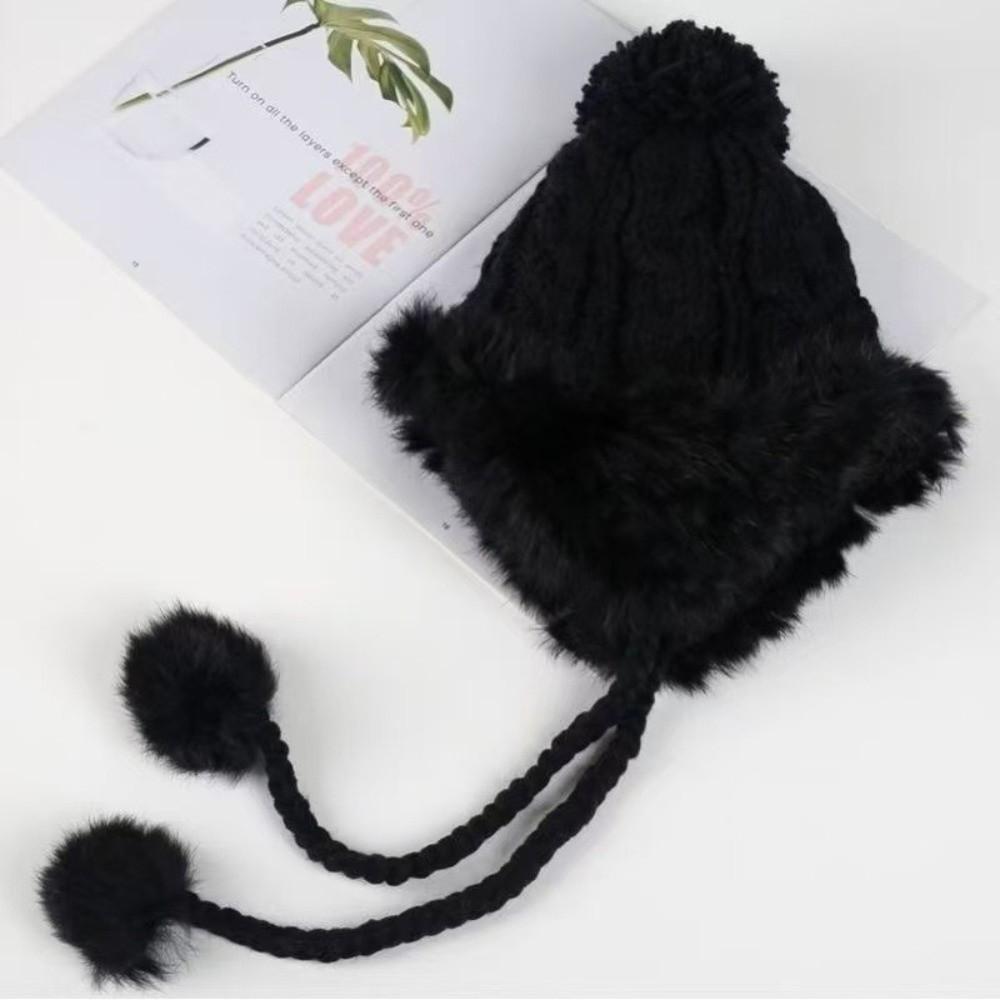 Pompom Knitted Hat Knitted Ear Protection Hat New Beanie Hat  Autumn and Winter
