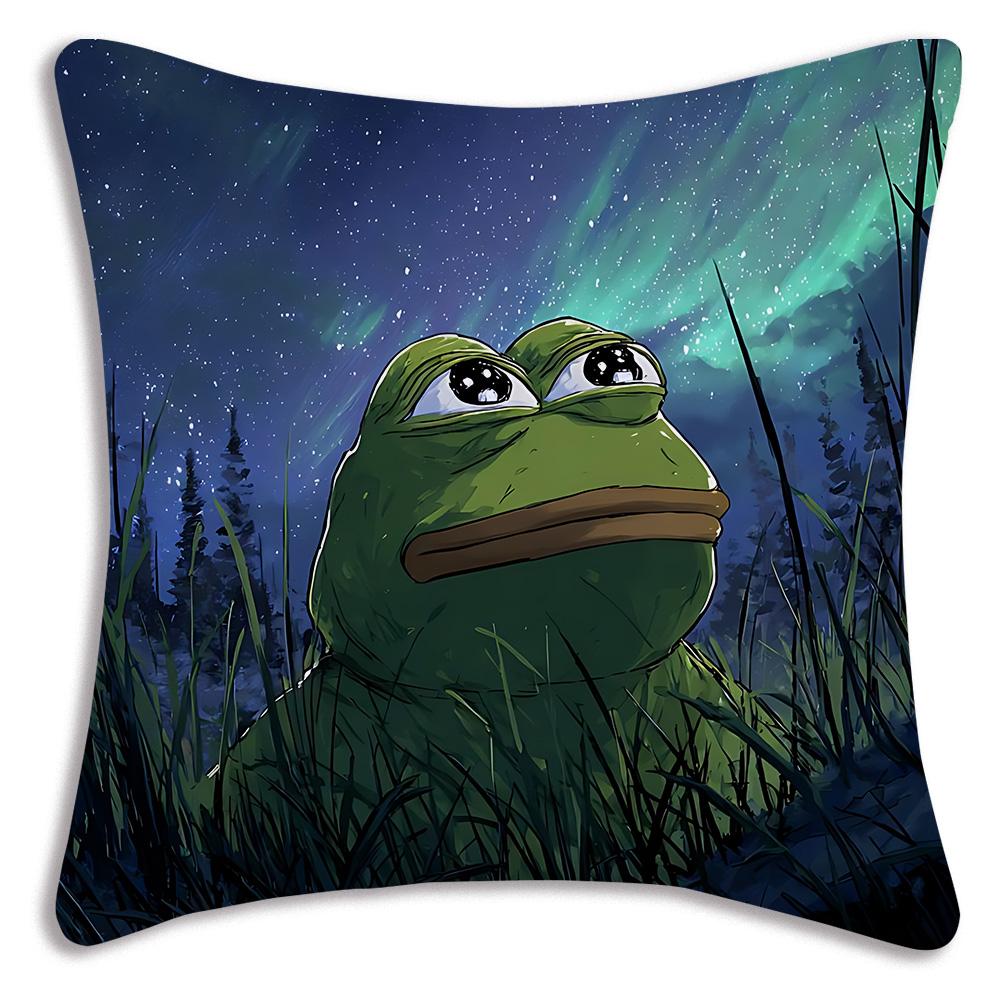 Cartoons fun Sad P-Pepe frog Pillow Covers Cartoon Sofa Decorative Home Double-sided Printing Short Plush Cute Cushion Cover