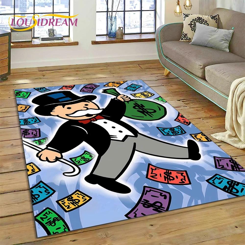 Spiel Dollar Monopoly Cartoon Geld Teppich für Wohnzimmer Schlafzimmer Heimdekoration, Bodentuch Rutschfeste Dekoration für Sofa Fußmatte