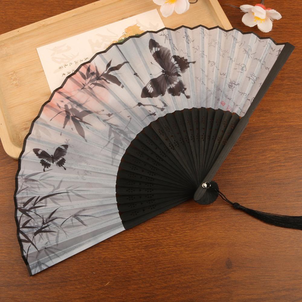 Antique Silk Hand Fan Ink Wash Painting Dance Fan Elegant Portable Fan  Photo Prop Style 1