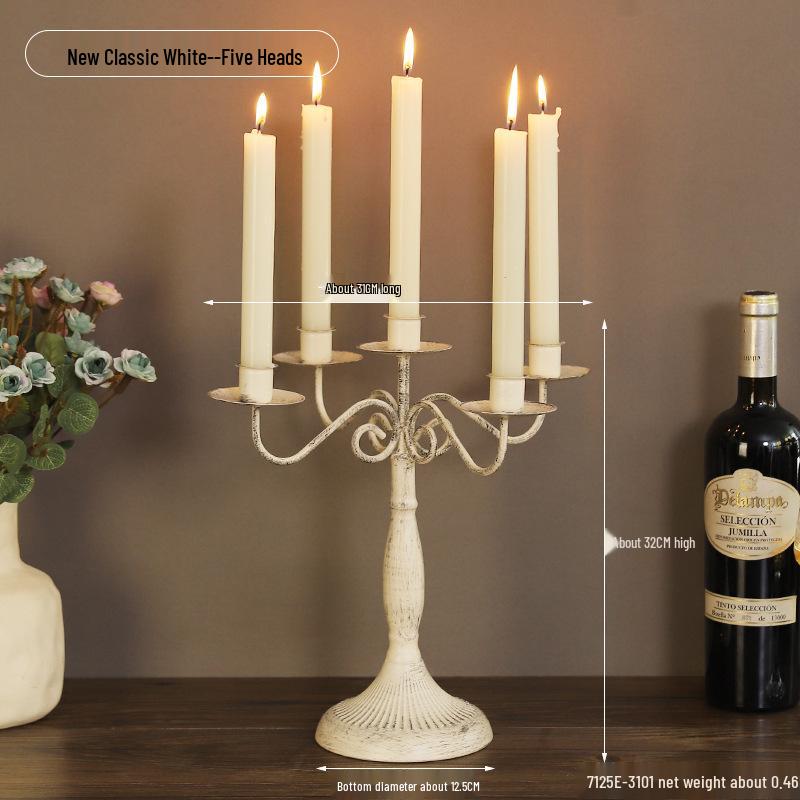 Vintage French Candelabra Ornament – Romantic European Candle Holder for Table Decor and Photo Props