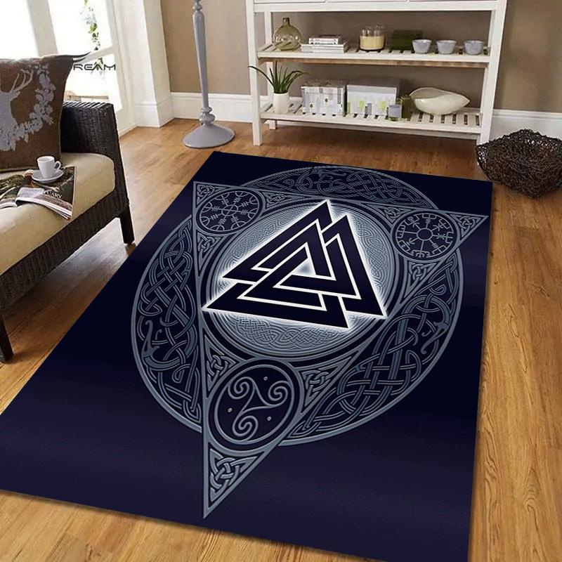 1pc Viking pattern Print, Design Indoor Area Rug - Soft, Anti-Slip, and Durable Gaming Room Decor for Bedroom, Living Room