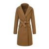 European, American Autumn and Winter Street Woolen Long Women's Coat Belt Double-breasted Lapel Tie-up Women's Coat