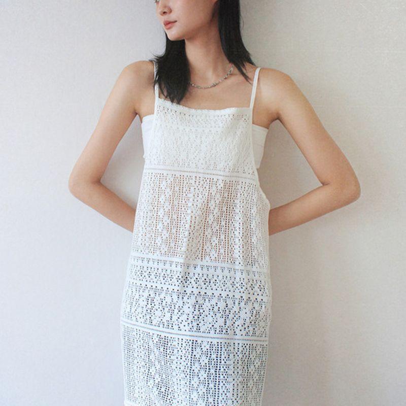 Rubati Marrakesh Crochet Lace Apron Dress_WHITE