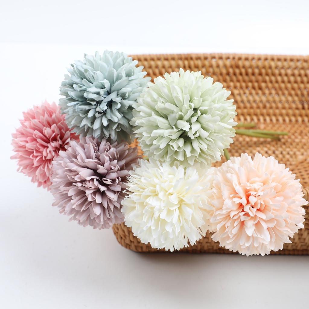 6 Artificial Dandelion And Chrysanthemum Ball Bouquets - Perfect for Home, Office, Coffee Shop, Garden Party, Wedding Decoration