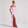European and American women's clothing spring sexy one-word shoulder temperament elegant party dress split dress