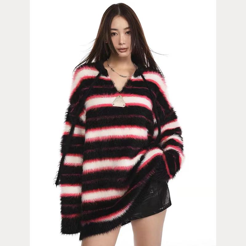 

Круглый ворот свитера вязаный свитер мужской модный бренд прохладный осень и зима базовая рубашка 2024 новый мужской темперамент приталенный топ 3XL розовый